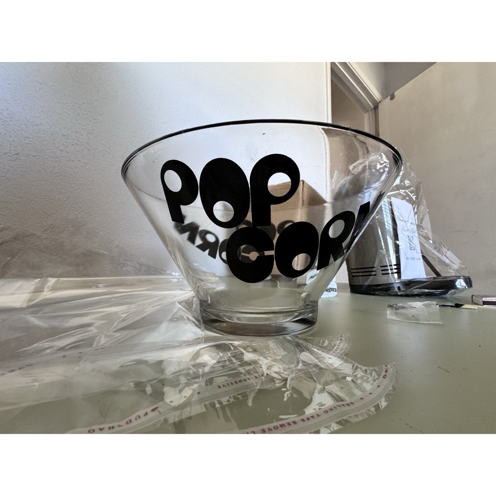 Vintage Mid Century Mod Graphic 1970's Wheaton Glass Popcorn Bowl Serving Set 3 - Picture 2 of 7